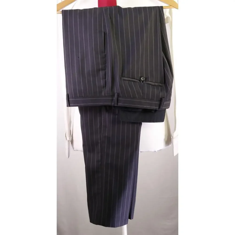 Banana Republic Gray Bold Pinstripe Peak Lapel 2-Btn Wool Suit 44R